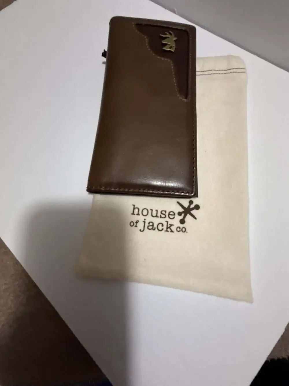 House of Jack Co. Brown Leather Deer Long Bifold Wallet